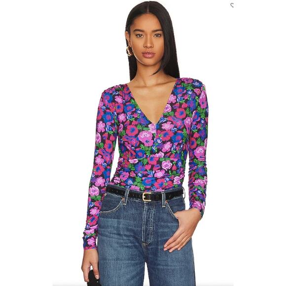 SANCTUARY NWT Floral V Neck Blouse // XL - Picture 1 of 12